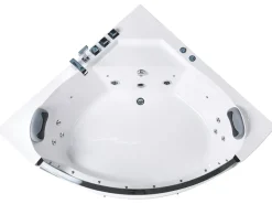 Hjørne-boblebad med LED TAMULA 148 x 66 cm Hvid