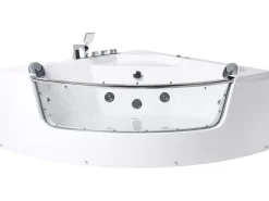 Hjørne-boblebad med LED TAMULA 148 x 66 cm Hvid