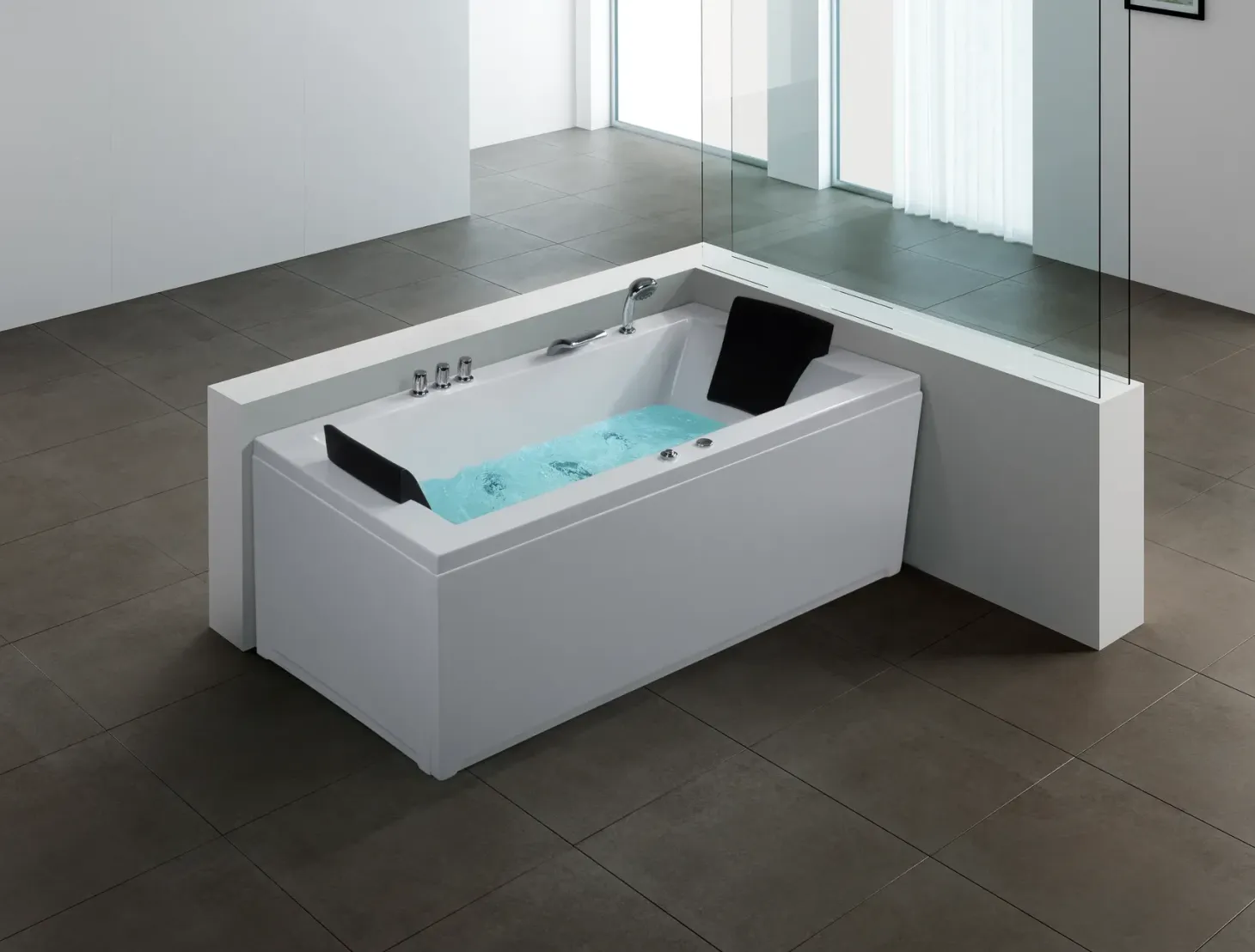 Hjørne-boblebad med LED VARADERO Venstrevendt 183 x 90 cm Hvid