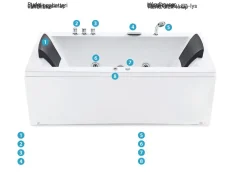 Hjørne-boblebad med LED VARADERO Højrevendt 183 x 90 cm Hvid