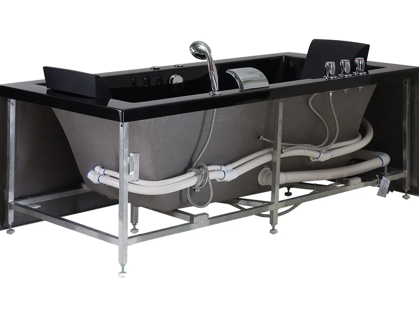 Hjørne-boblebad med LED VARADERO Venstrevendt 183 x 90 cm Sort