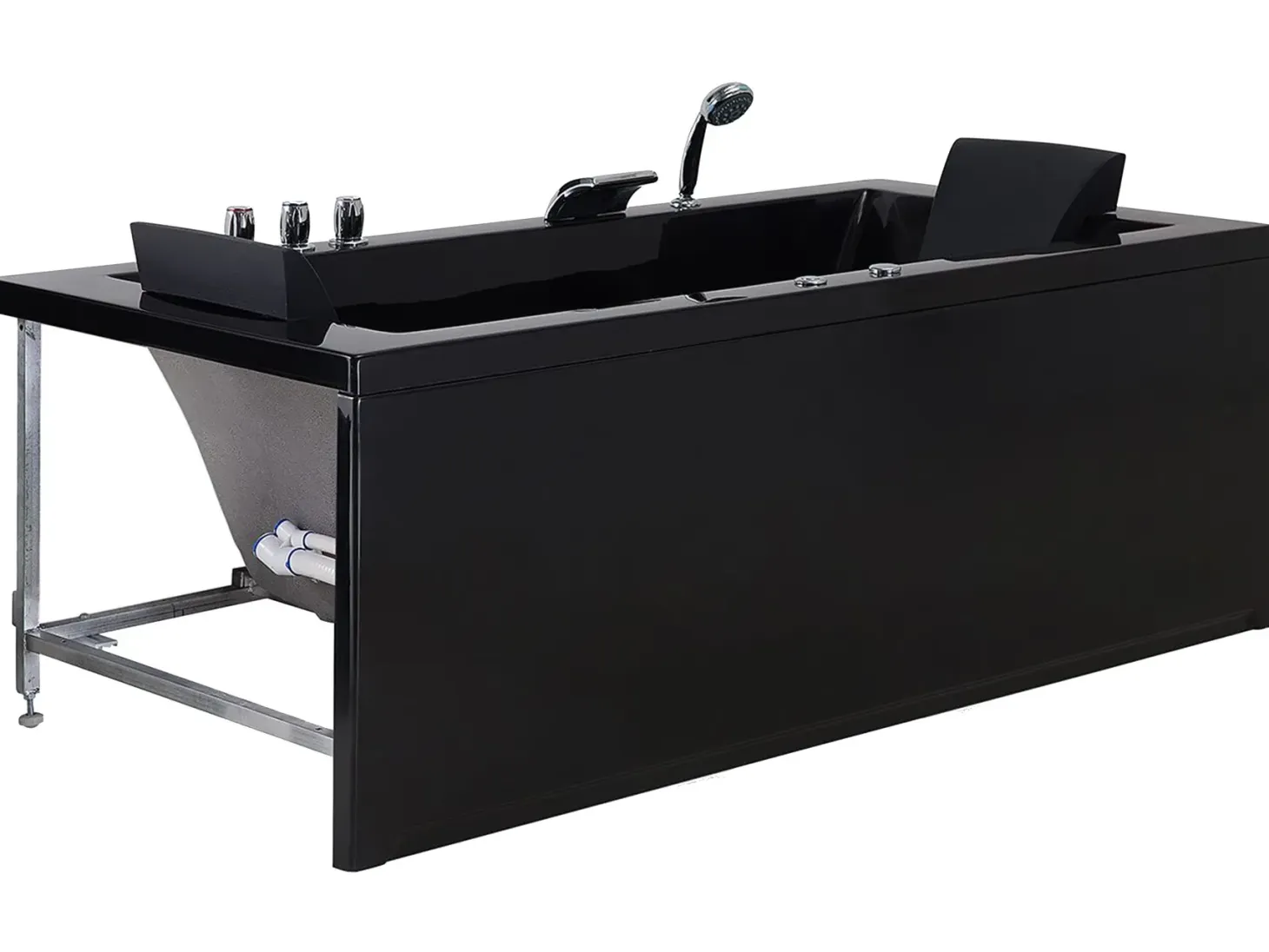 Hjørne-boblebad med LED VARADERO Højrevendt 183 x 90 cm Sort