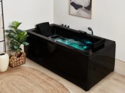 Hjørne-boblebad med LED VARADERO Højrevendt 183 x 90 cm Sort