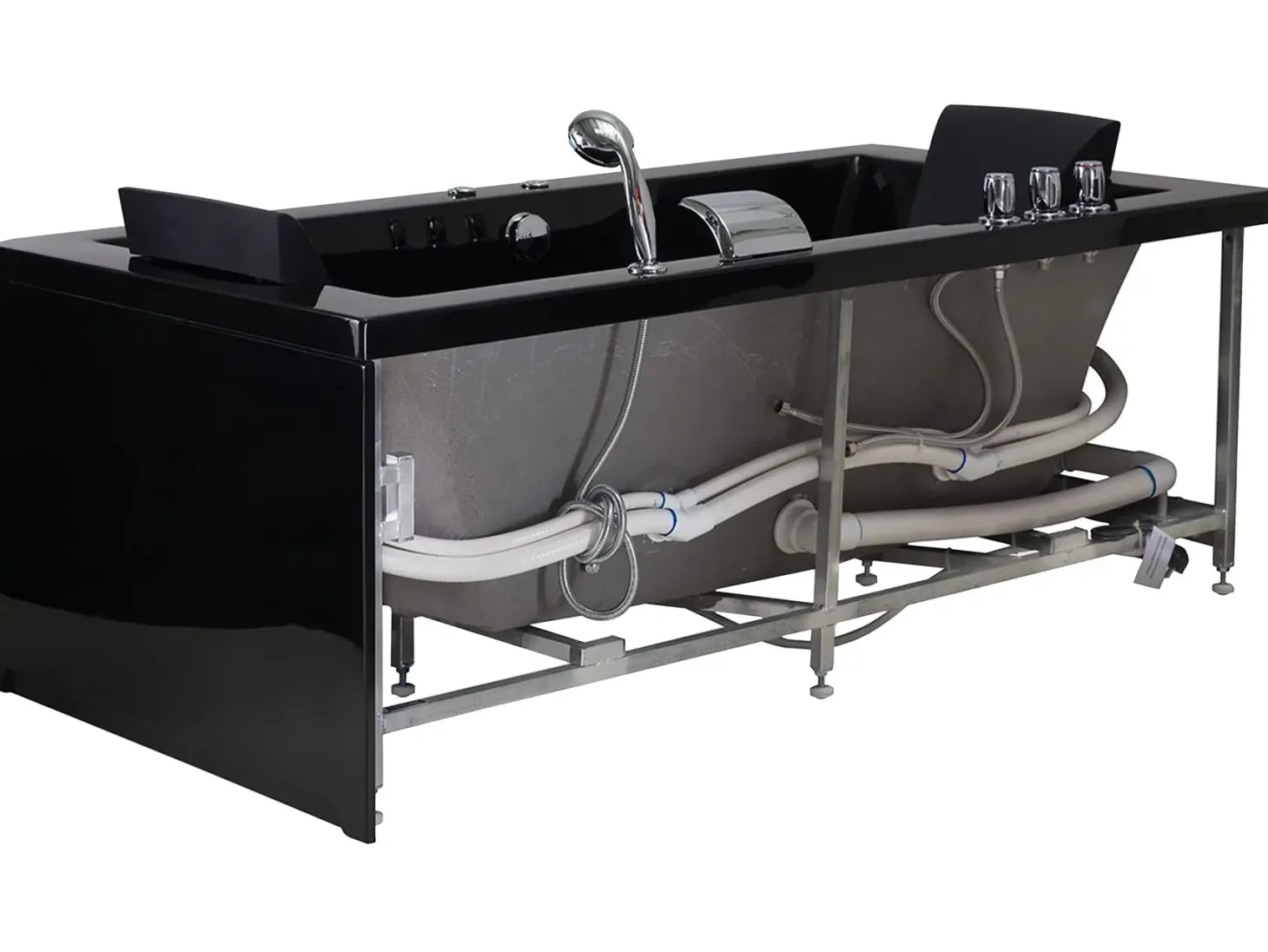 Hjørne-boblebad med LED VARADERO Højrevendt 183 x 90 cm Sort