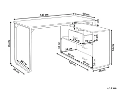 Hjørneskrivebord SOGNE Lysebrun 140 cm 100 cm