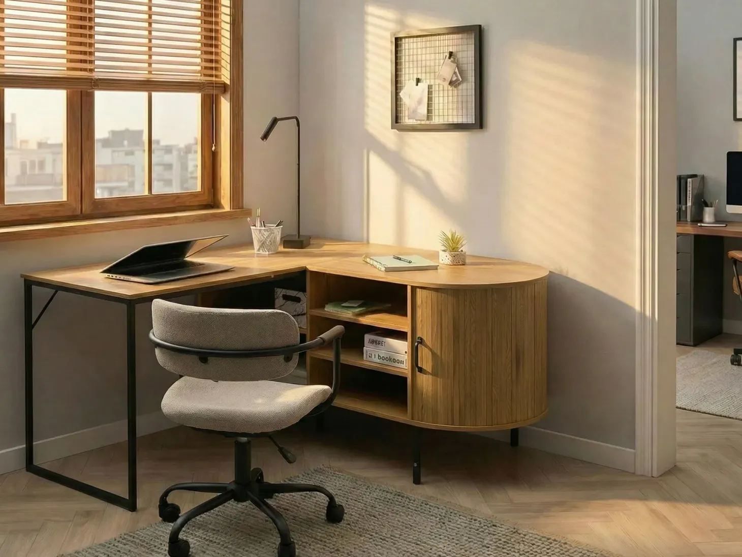 Hjørneskrivebord SOLARI Lysebrun 140 cm 140 cm