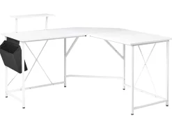 Hjørneskrivebord TACONY Hvid 180 cm 140 cm med opbevaring