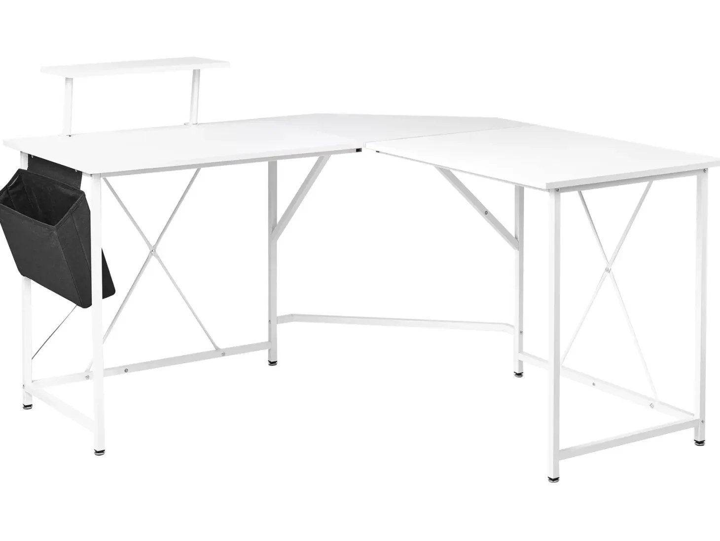 Hjørneskrivebord TACONY Hvid 180 cm 140 cm med opbevaring