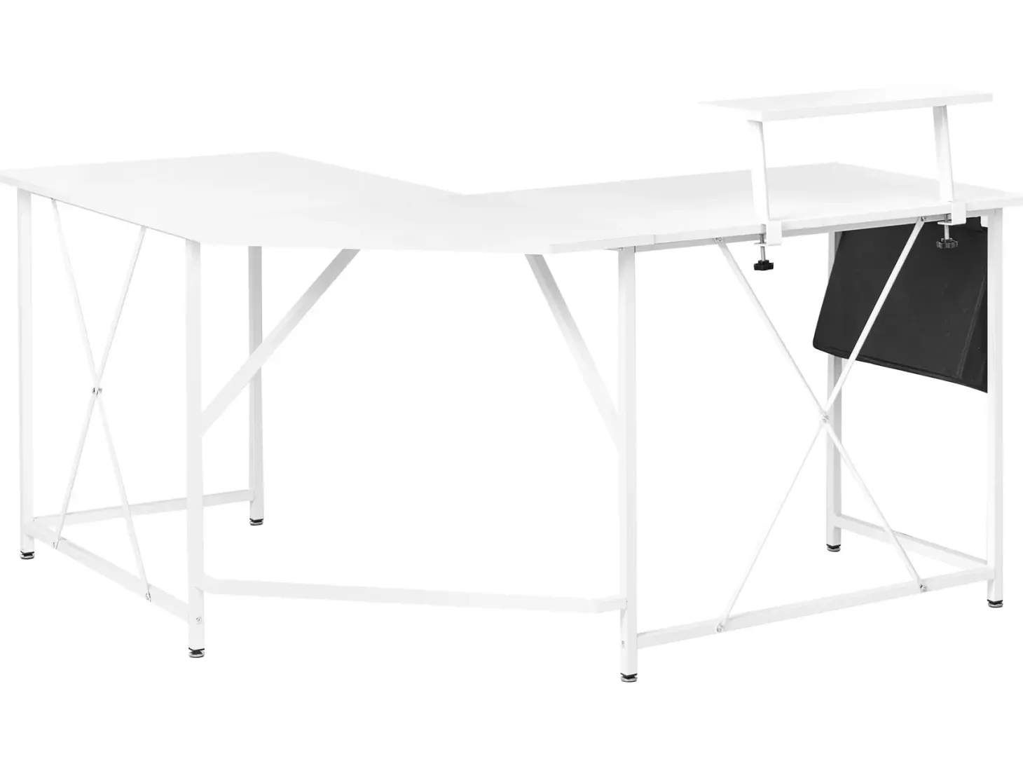 Hjørneskrivebord TACONY Hvid 180 cm 140 cm med opbevaring