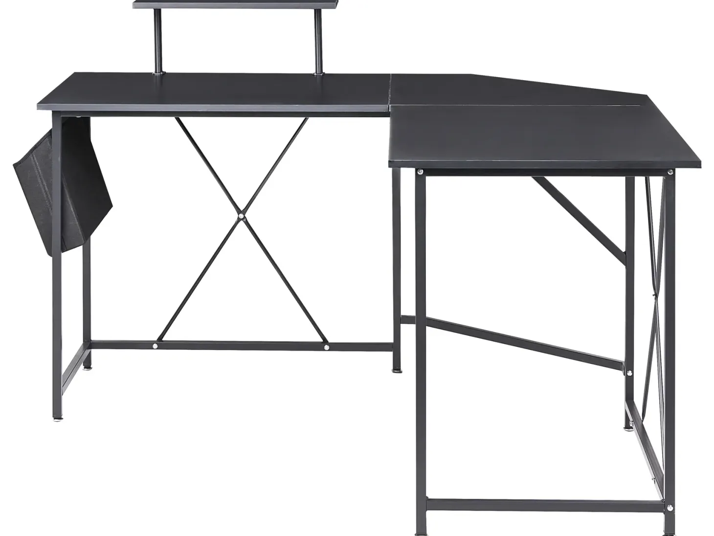 Hjørneskrivebord TACONY Sort 180 cm 140 cm med opbevaring