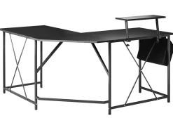 Hjørneskrivebord TACONY Sort 180 cm 140 cm med opbevaring