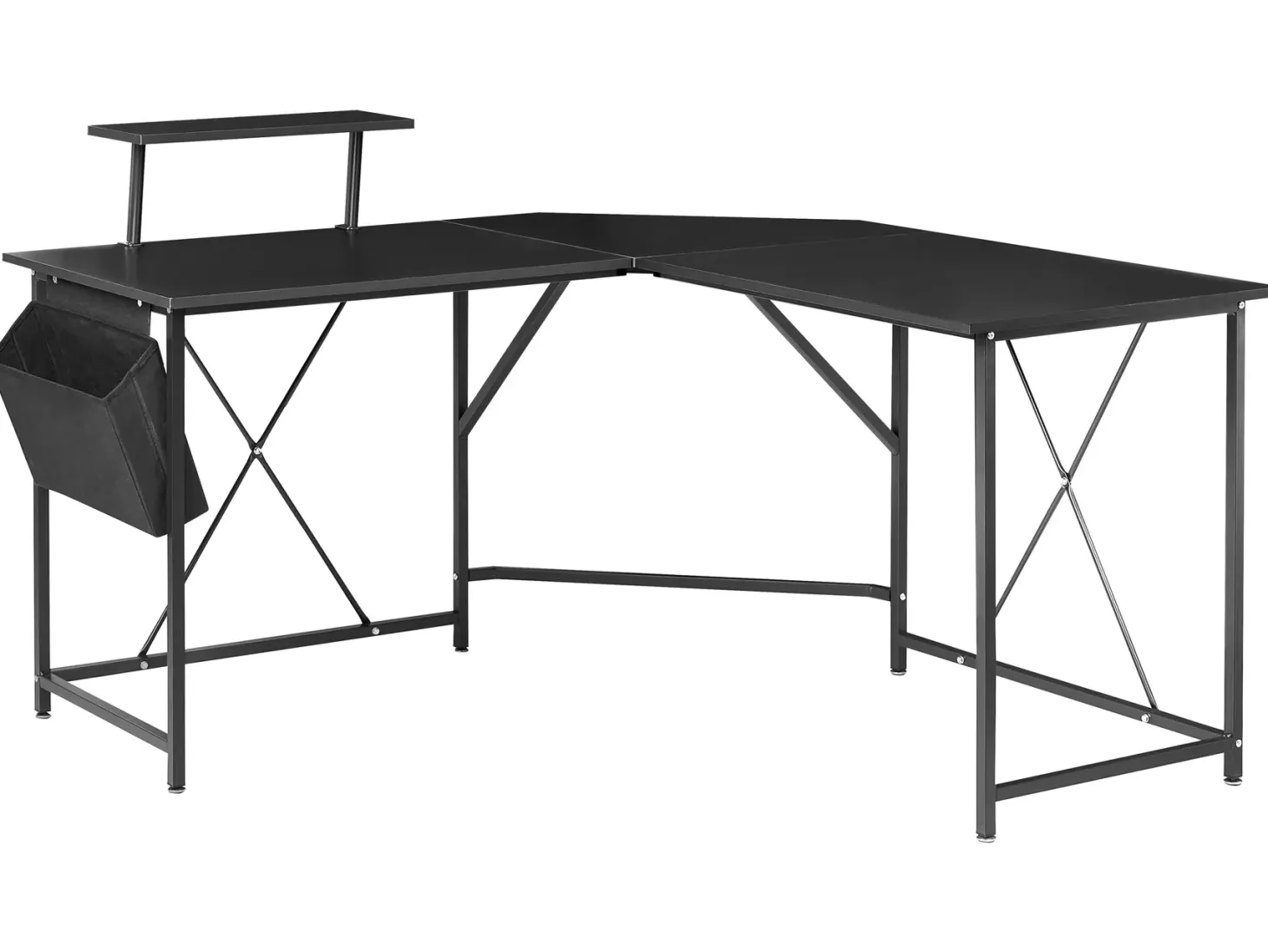 Hjørneskrivebord TACONY Sort 180 cm 140 cm med opbevaring