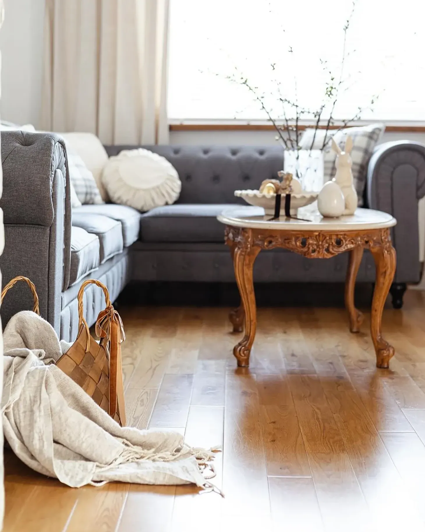 Hjørnesofa 6 personers CHESTERFIELD Grå Venstrevendt