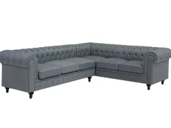 Hjørnesofa 6 personers CHESTERFIELD Grå Venstrevendt