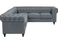 Hjørnesofa 6 personers CHESTERFIELD Grå Venstrevendt