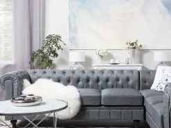 Hjørnesofa 6 personers CHESTERFIELD Grå Venstrevendt