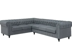 Hjørnesofa 6 personers CHESTERFIELD Grå Højrevendt