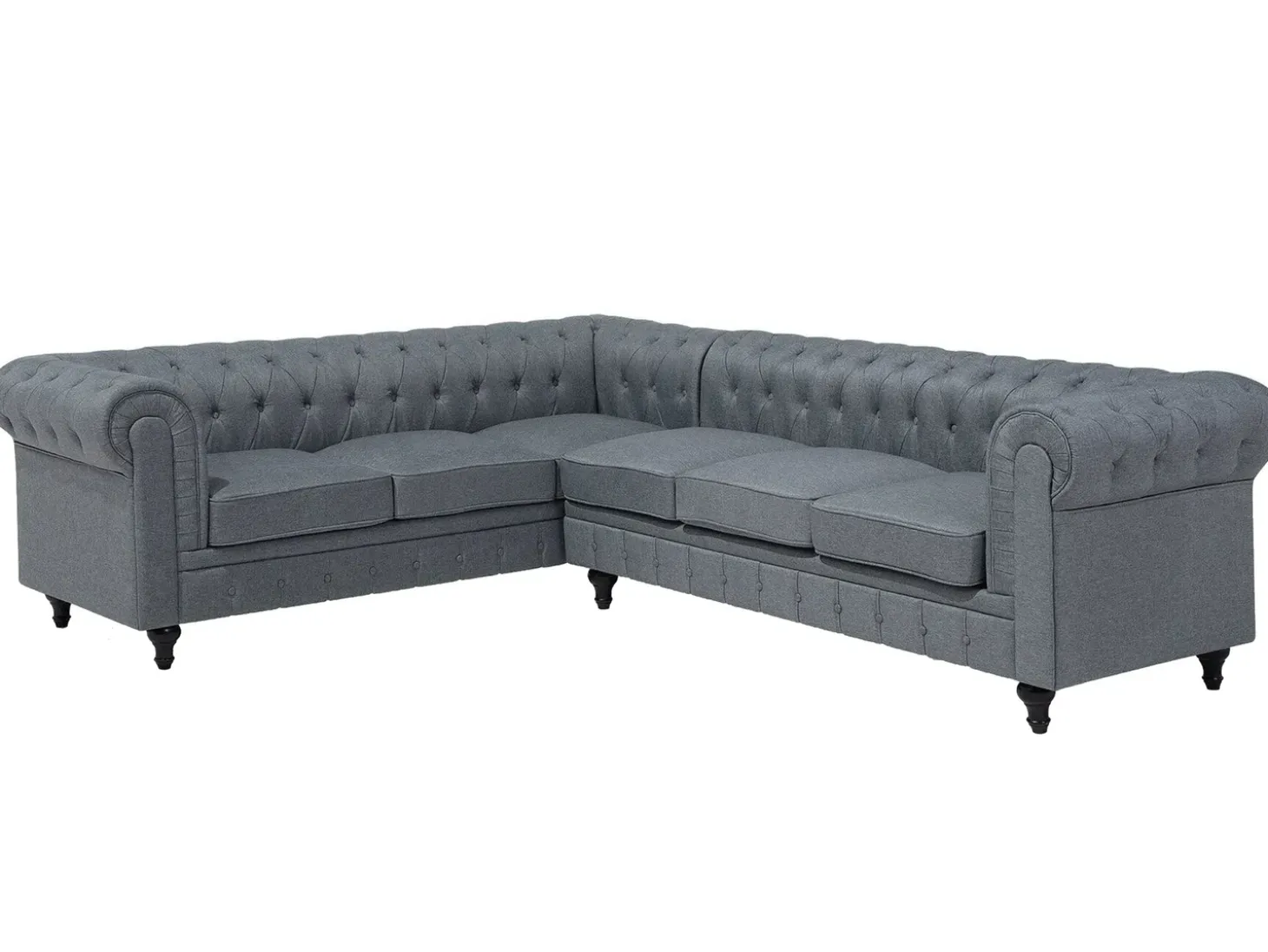 Hjørnesofa 6 personers CHESTERFIELD Grå Højrevendt