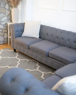 Hjørnesofa 6 personers CHESTERFIELD Grå Højrevendt