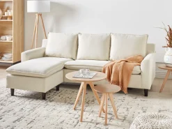 Hjørnesofa 3 personers ELVENES Lys Beige Højrevendt