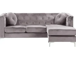 Hjørnesofa 3 personers FLEN Velour Grå Venstrevendt