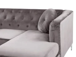 Hjørnesofa 3 personers FLEN Velour Grå Venstrevendt