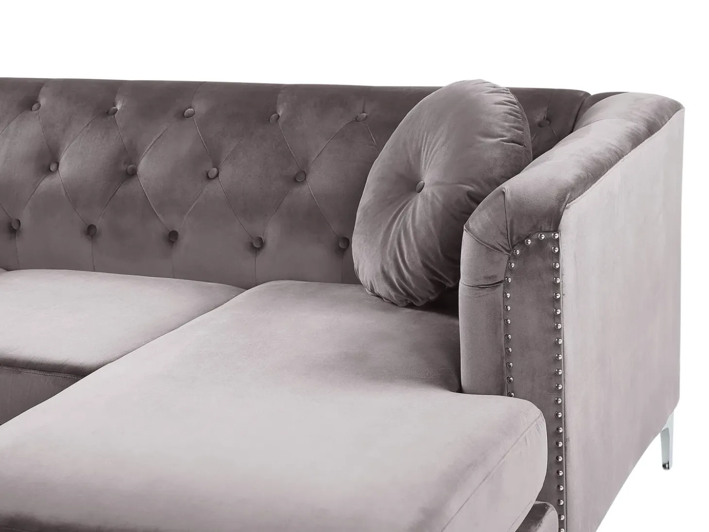 Hjørnesofa 3 personers FLEN Velour Grå Venstrevendt