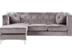 Hjørnesofa 3 personers FLEN Velour Grå Højrevendt