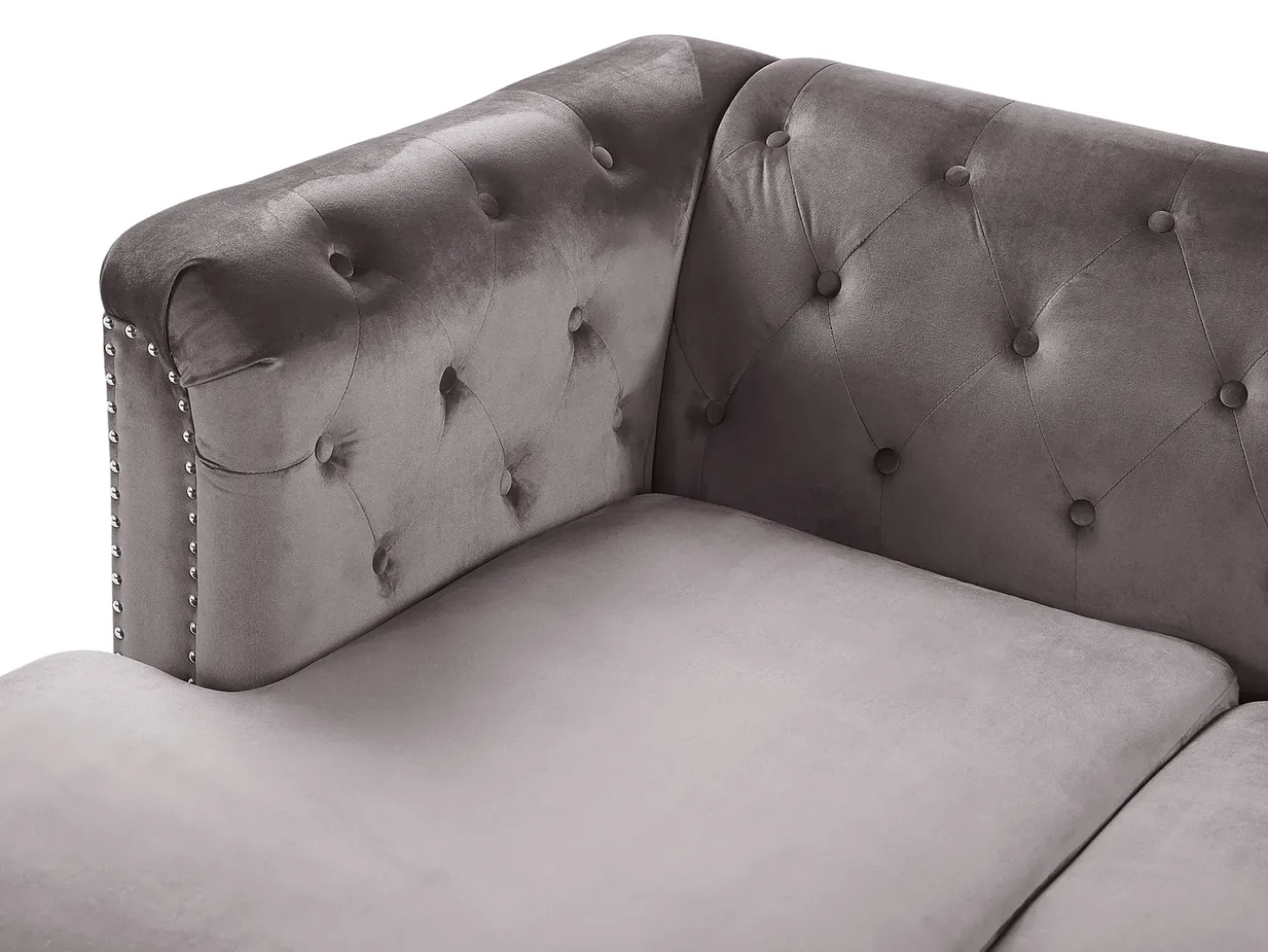 Hjørnesofa 3 personers FLEN Velour Grå Højrevendt
