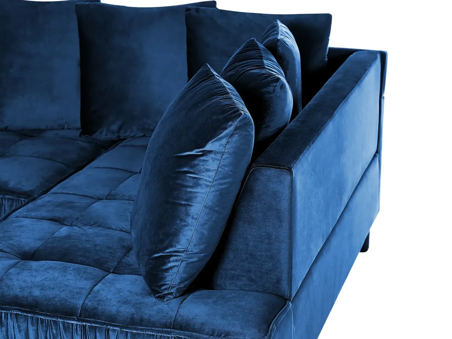 Hjørnesofa 3 personers GRENA Velour Navy Blå Venstrevendt