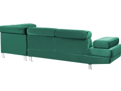 Hjørnesofa 5 personers NORREA Velour Smaragdgrøn Venstrevendt
