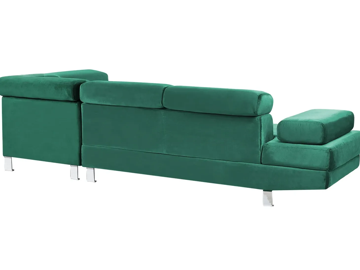 Hjørnesofa 5 personers NORREA Velour Smaragdgrøn Venstrevendt
