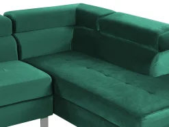 Hjørnesofa 5 personers NORREA Velour Smaragdgrøn Venstrevendt