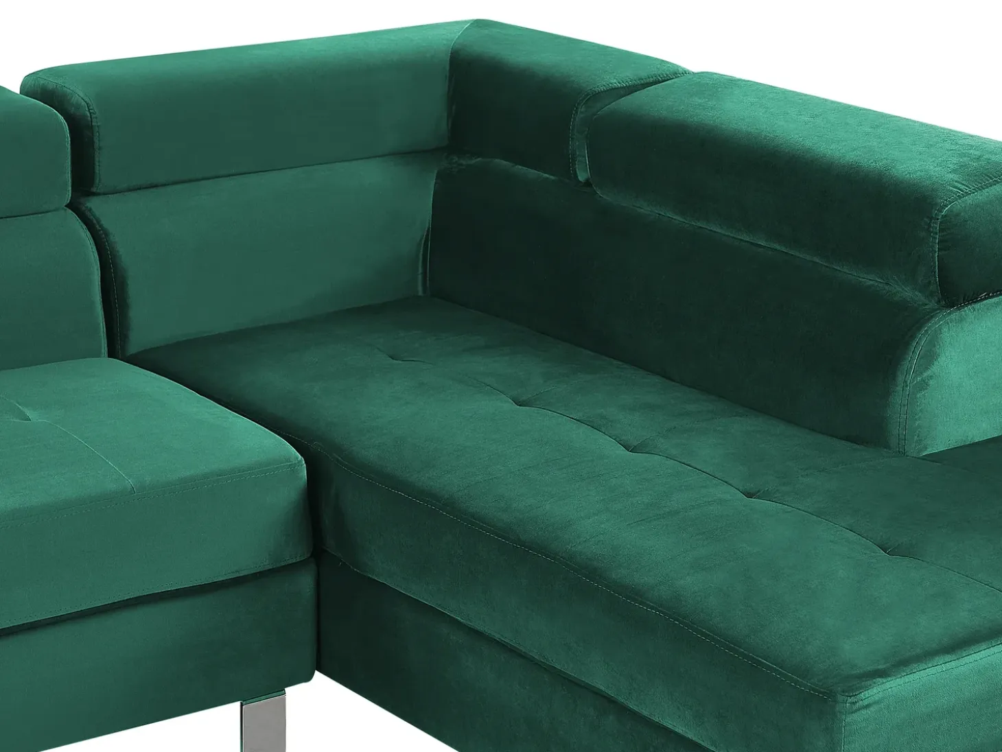 Hjørnesofa 5 personers NORREA Velour Smaragdgrøn Venstrevendt