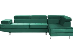 Hjørnesofa 5 personers NORREA Velour Smaragdgrøn Venstrevendt
