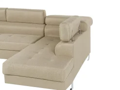 Hjørnesofa 5 personers NORREA Lys Beige Venstrevendt
