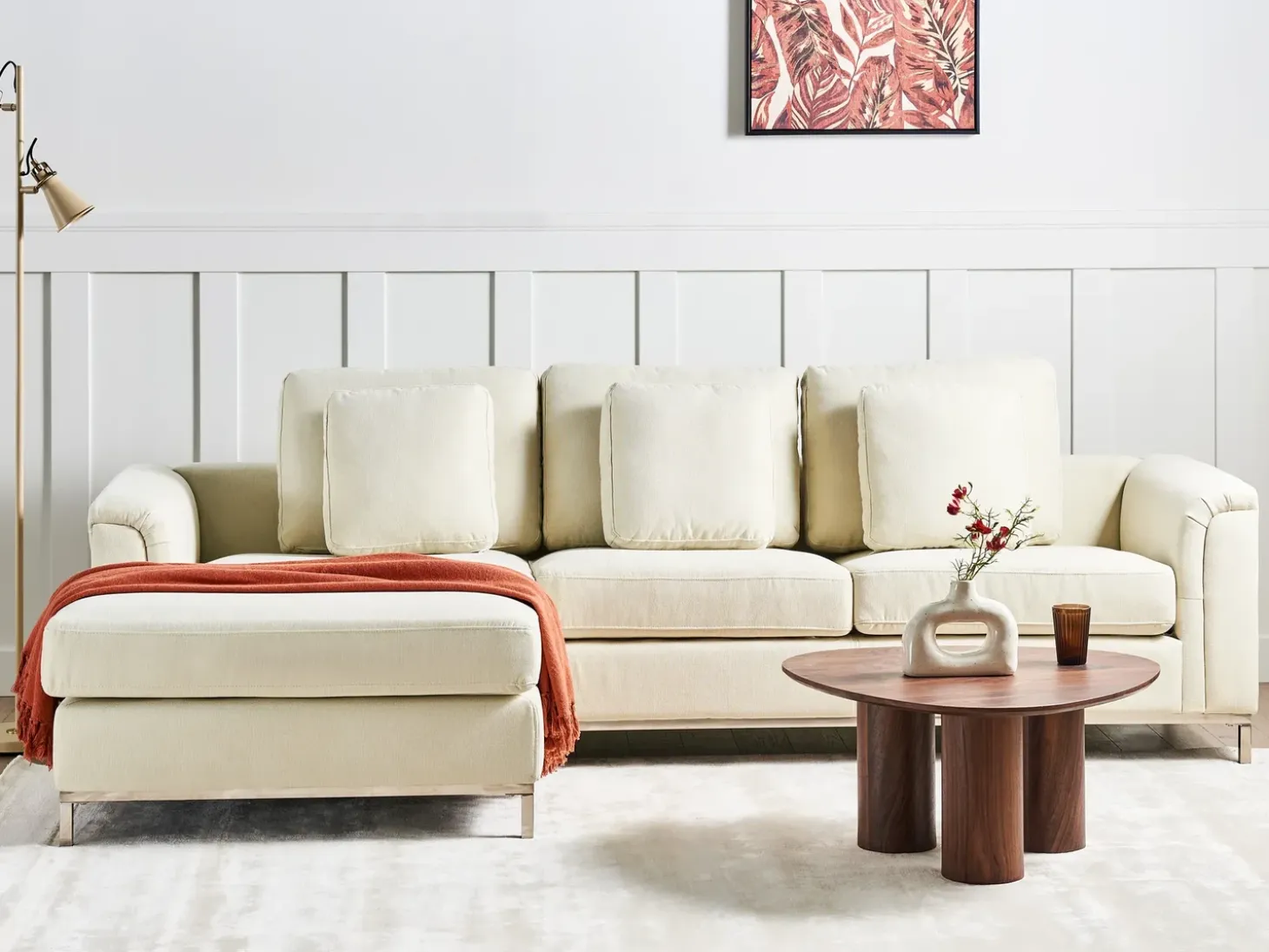 Hjørnesofa 4 personers OSLO Beige Højrevendt