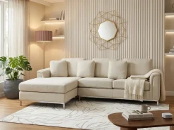 Hjørnesofa 4 personers OSLO Beige Højrevendt