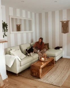 Hjørnesofa 4 personers OSLO Beige Højrevendt