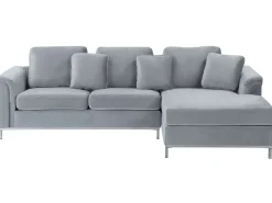Hjørnesofa 4 personers OSLO Velour Grå Venstrevendt