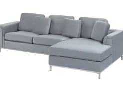 Hjørnesofa 4 personers OSLO Velour Grå Venstrevendt
