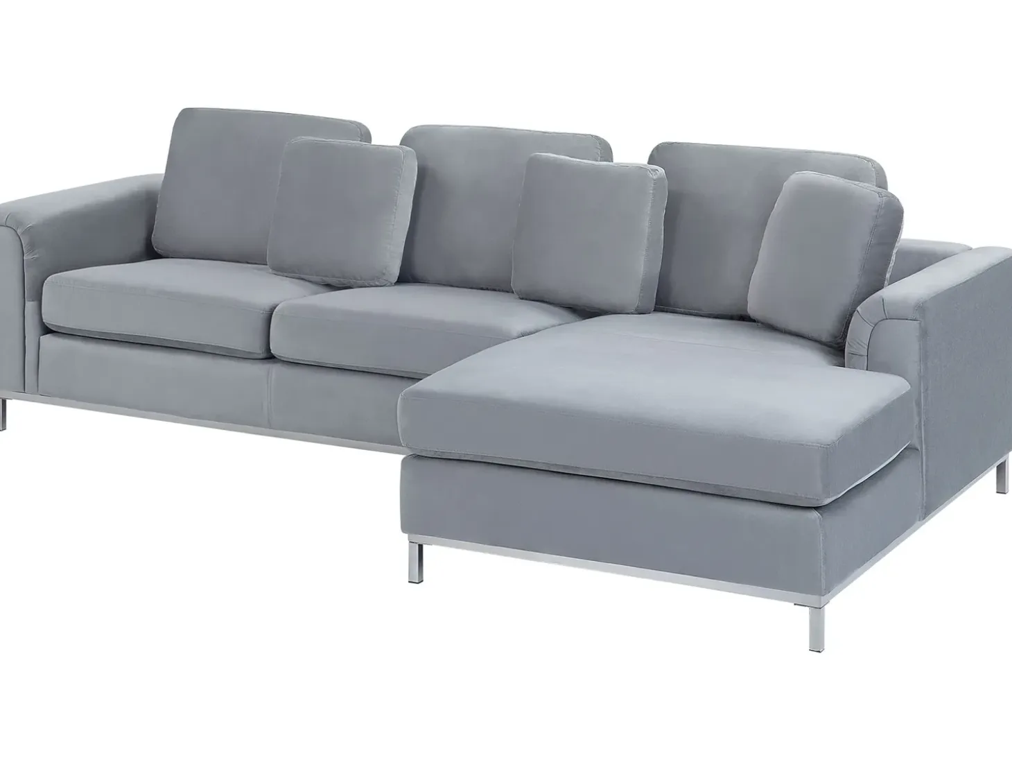 Hjørnesofa 4 personers OSLO Velour Grå Venstrevendt