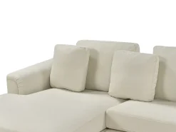 Hjørnesofa 5 personers OSLO Beige med fodskammel Højrevendt