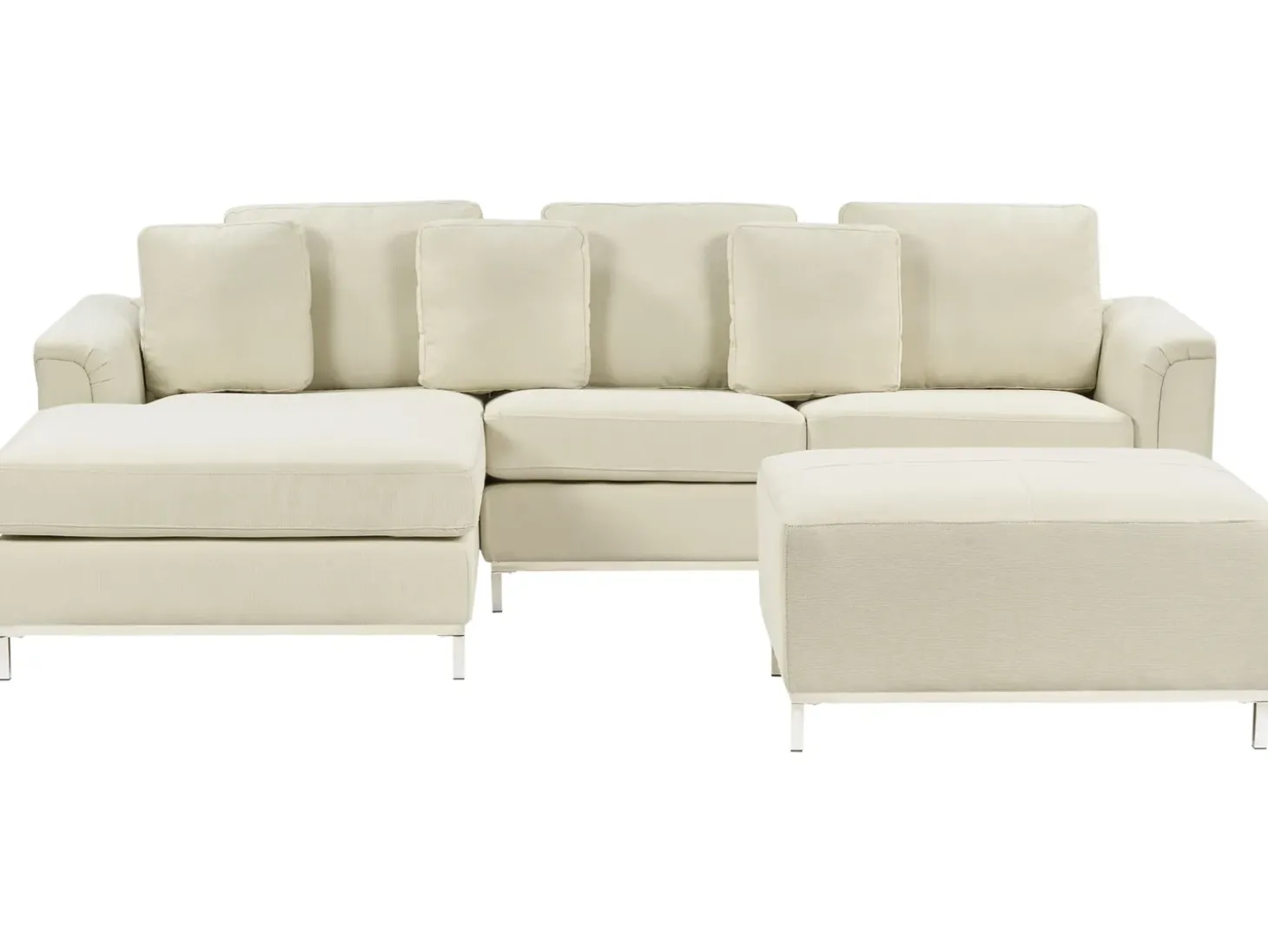 Hjørnesofa 5 personers OSLO Beige med fodskammel Højrevendt