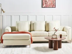 Hjørnesofa 5 personers OSLO Beige med fodskammel Højrevendt