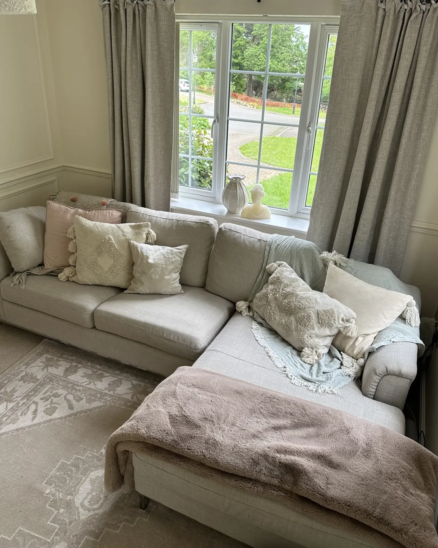Hjørnesofa 4 personers OSLO Beige Venstrevendt