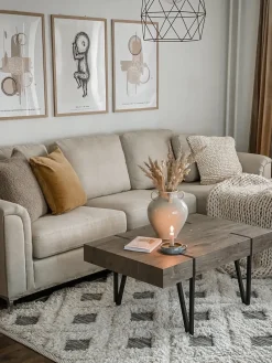 Hjørnesofa 4 personers OSLO Beige Venstrevendt