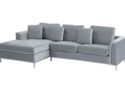 Hjørnesofa 4 personers OSLO Velour Grå Højrevendt