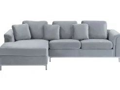 Hjørnesofa 4 personers OSLO Velour Grå Højrevendt