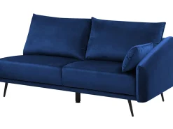 Hjørnesofa 3 personers VARDE Velour Navy Blå LED Højrevendt